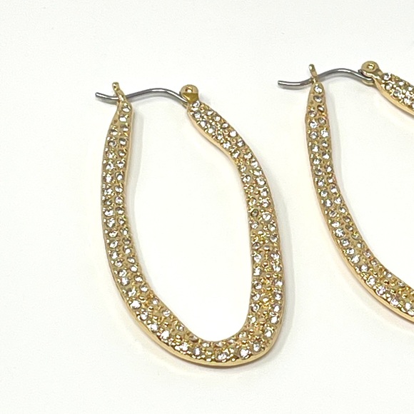 New Anthropologie Cosmic Rocker Oval Hoop Earrings Gold - Picture 4 of 7